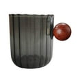 thumbnail image 1 of Taza medidora de vidrio, taza medidora de café, se puede hervir, taza de té con mango redondo de madera. Negro claro, 1 of 9