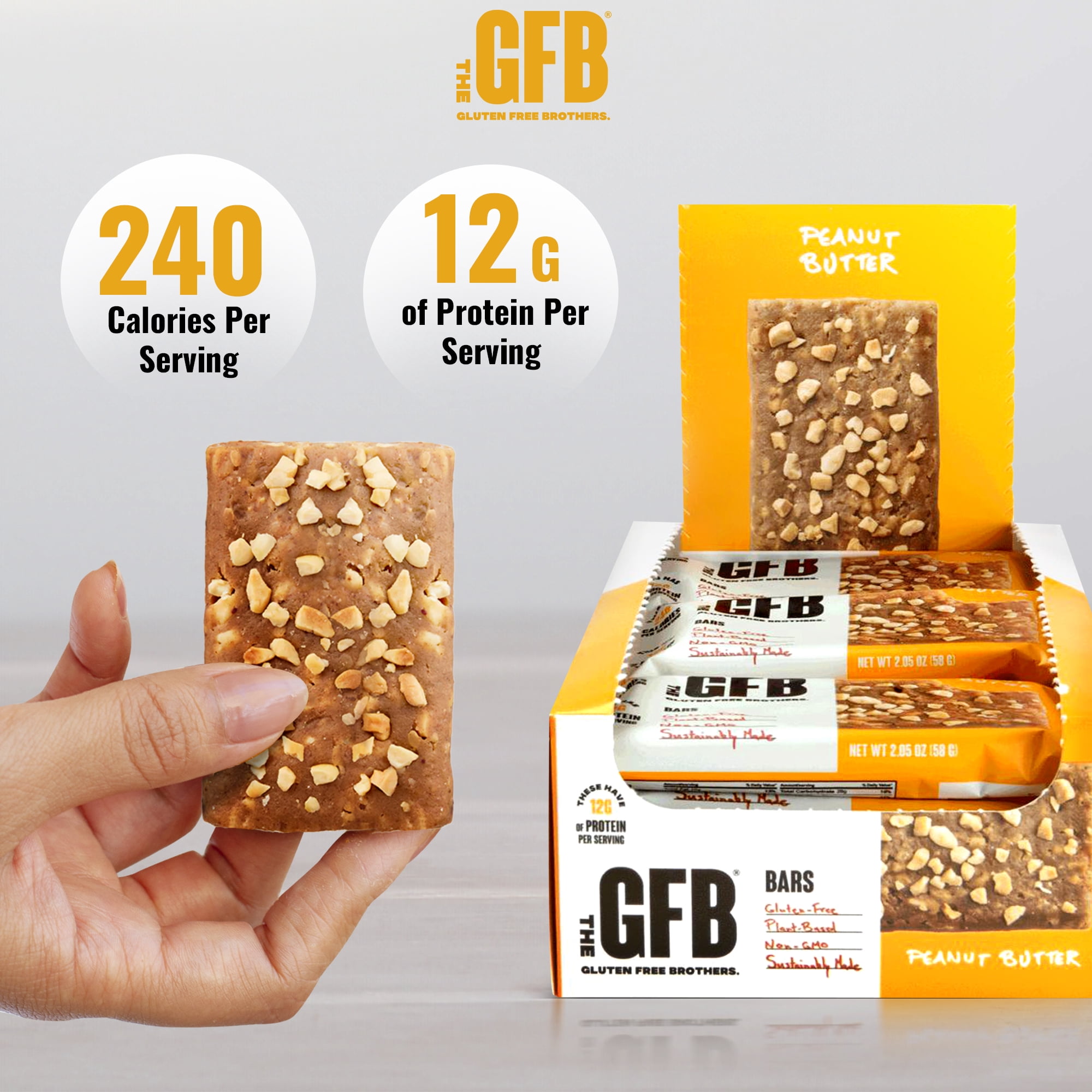 The Gluten Free Brothers – Peanut Butter Plastic Wrapped Bars - Gluten, Dairy, and Soy Free, 2.05 oz (12 Ct)