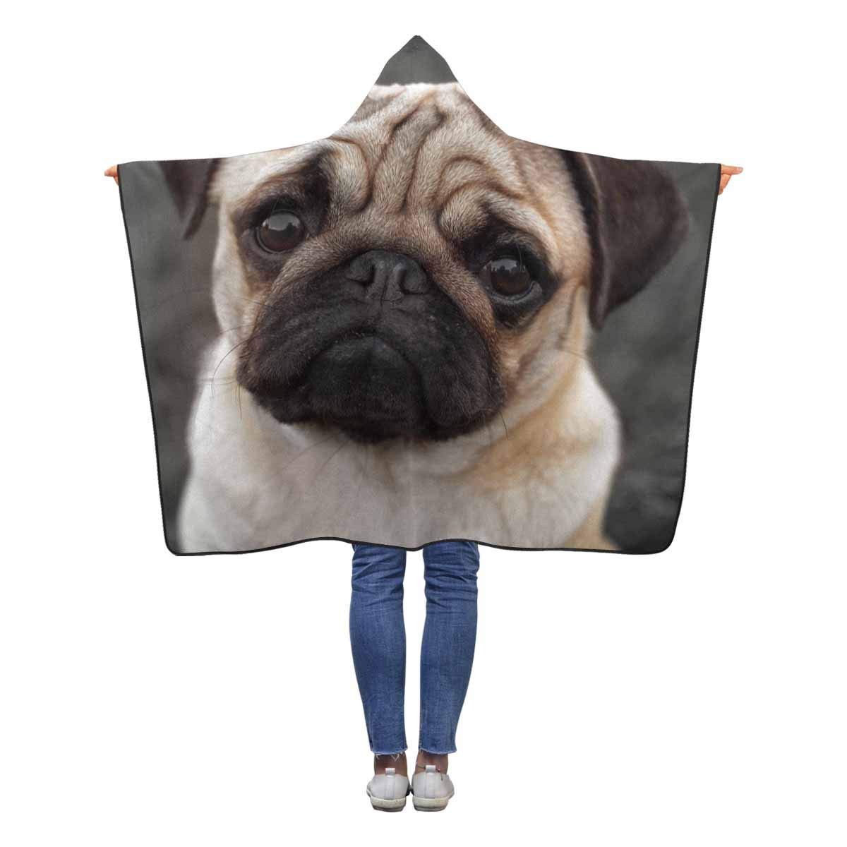 ASHLEIGH Pug Puppy Sad Dog Wearable Hooded Blanket 40x50 inches Toddler