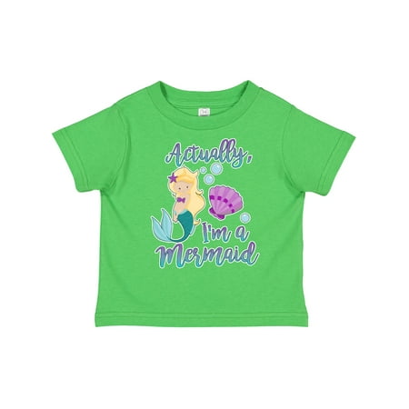 

Inktastic Actually Im a Mermaid with Seashell and Bubbles Gift Toddler Toddler Girl T-Shirt