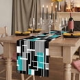 thumbnail image 2 of Table Runners 90 Inches Long Dress Scarves, Teal Blue Black Geometric Farmhouse Coffee/Dining/Kitchen Table Runner for Living Room, Modern Abstract Art Block 13x90 Inch, 2 of 9