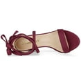 thumbnail image 4 of BLISSFUL STEP Women's Open Toe Lace Up Chunky High Heels Sandals Burgundy (Size 9), 4 of 6