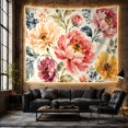 thumbnail image 6 of Pink and Yellow Watercolor Blooms Against Cream Background, Romantic Watercolor for Flower Lovers, Floral Wall Decor, Mother's Day Gift, Tapestry Wall Hanging for Bedroom and Living Room, 6 of 7