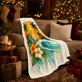 thumbnail image 3 of Ocean Wave with Surfboards and Hibiscus, Bold Tropical Style for Surf Lovers, Orange Sunset Palm Scene and Father's Day Gift, Soft Flannel Blanket for Sofa and Game Room, Coastal Home Decor, 3 of 9