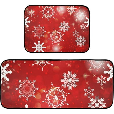 

Hyjoy Snowflake 2 Pieces Kitchen Rug Cushioned Anti-Fatigue Kitchen Rugs Set for Home Office Laundry 19.7 x 27.6 +19.7 x 47.2