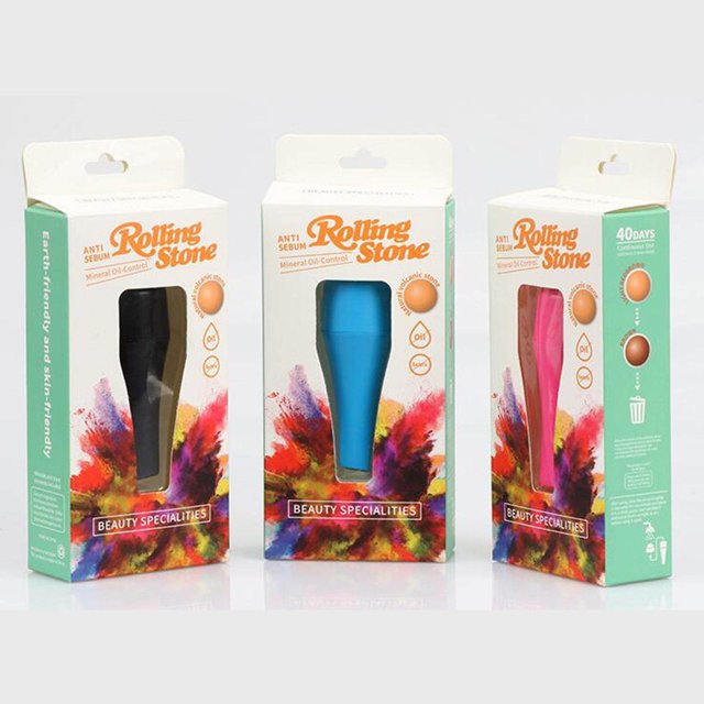 stanreset Visage Huile Absorbant Pierre Volcanique Pierre Volcanique Balle Masseur Visage Rouleau Réutilisable Outil Rose