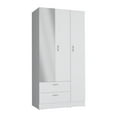 thumbnail image 3 of Miekor Furniture Wardrobe with 3 doors, one with mirror, two drawers, four shelves and hanging bar,White B5A1809, 3 of 7