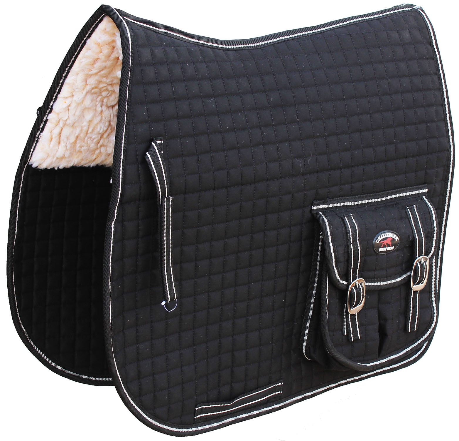 Horse English Quilted Fleece Padded AllPurpose Saddle Pad with Pockets