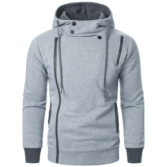 QHFBli Lightweight Men's Hoodie Mens Fall Winter Casual Fashion Zippered Hooded Sweatshirt with Side Zipper Design for Outdoor Comfort Light Gray M