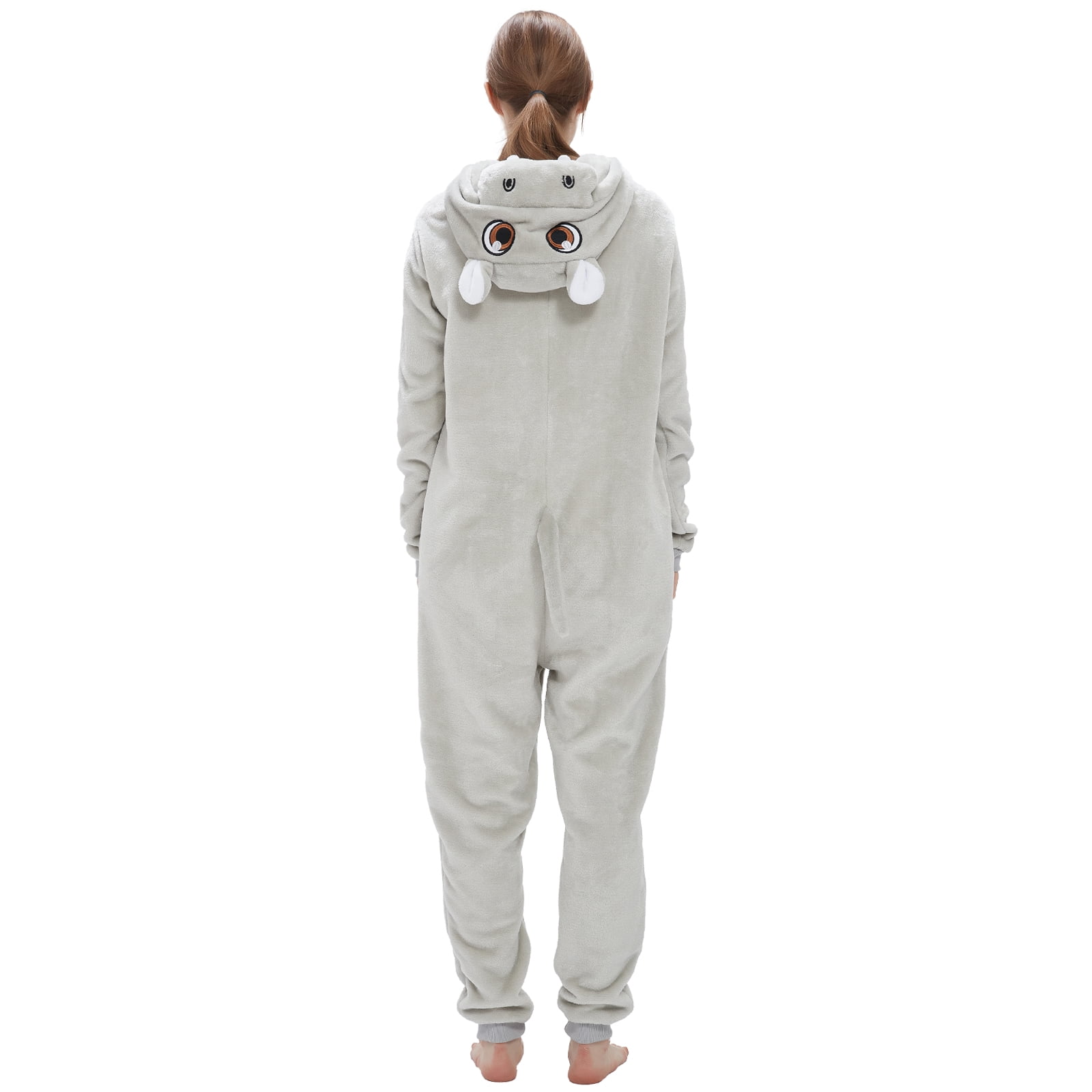 SWEETXIN Adult Halloween One-Piece Pajamas Hippo Cosplay Costume Suit for Women and Men SizeM