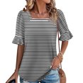 thumbnail image 2 of Blusas de Manga Corta para las Mujeres, Moda Verano Impreso, Blusas de Cuello Redondo, Chaqueta de Manga Corta para las Mujeres, 2 of 8