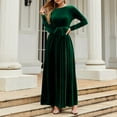 thumbnail image 3 of Gubotare Birthday Dress Women's Long Sleeve Lapel V Neck Button Down Satin Dresses Elegant Ruched Casual Fall Maxi Shirt Dress with Belt,Green XXL, 3 of 5
