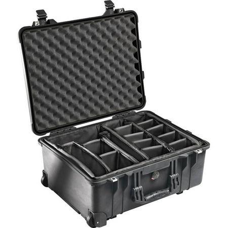 Pelican 1560 Hard Case With Padded Dividers, Black