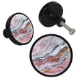 thumbnail image 2 of HemaKayy 4 Pack 1.3" Decorative Cabinet Knobs - Premium ABS & Glass, Round Black, Stylish & Durable, Perfect for Kitchen, Bedroom, Home Furniture Decor - Unique Marble Texture, 2 of 5