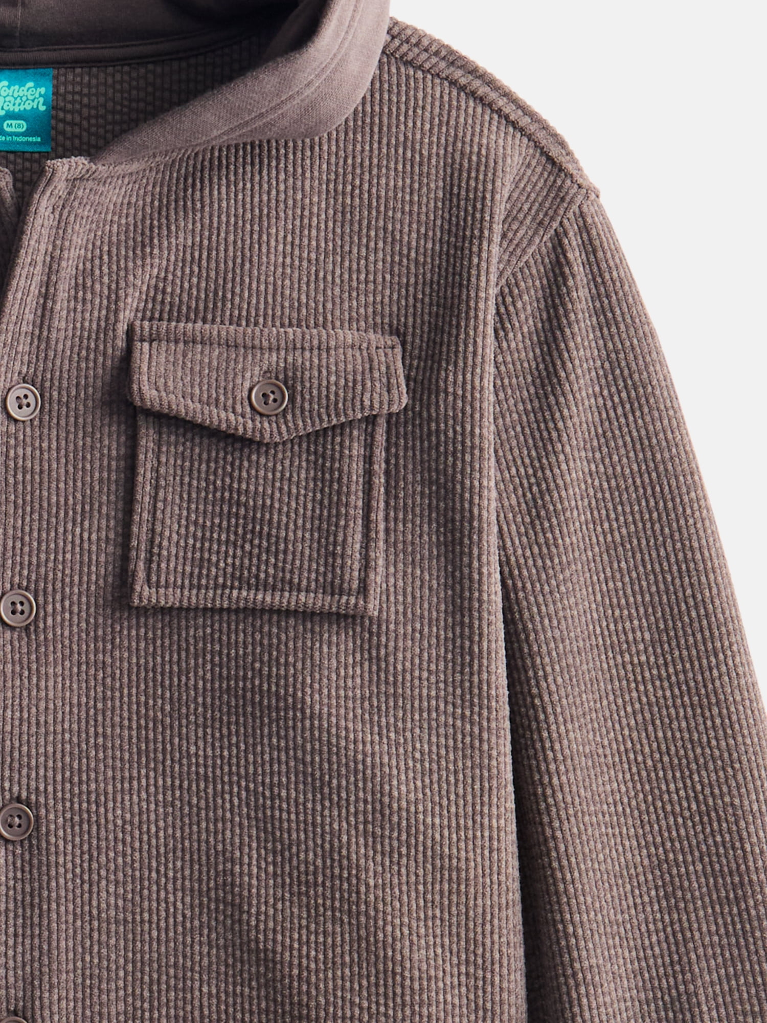Wonder Nation Boys Hooded Corduroy Shacket, Sizes 4-18 & Husky