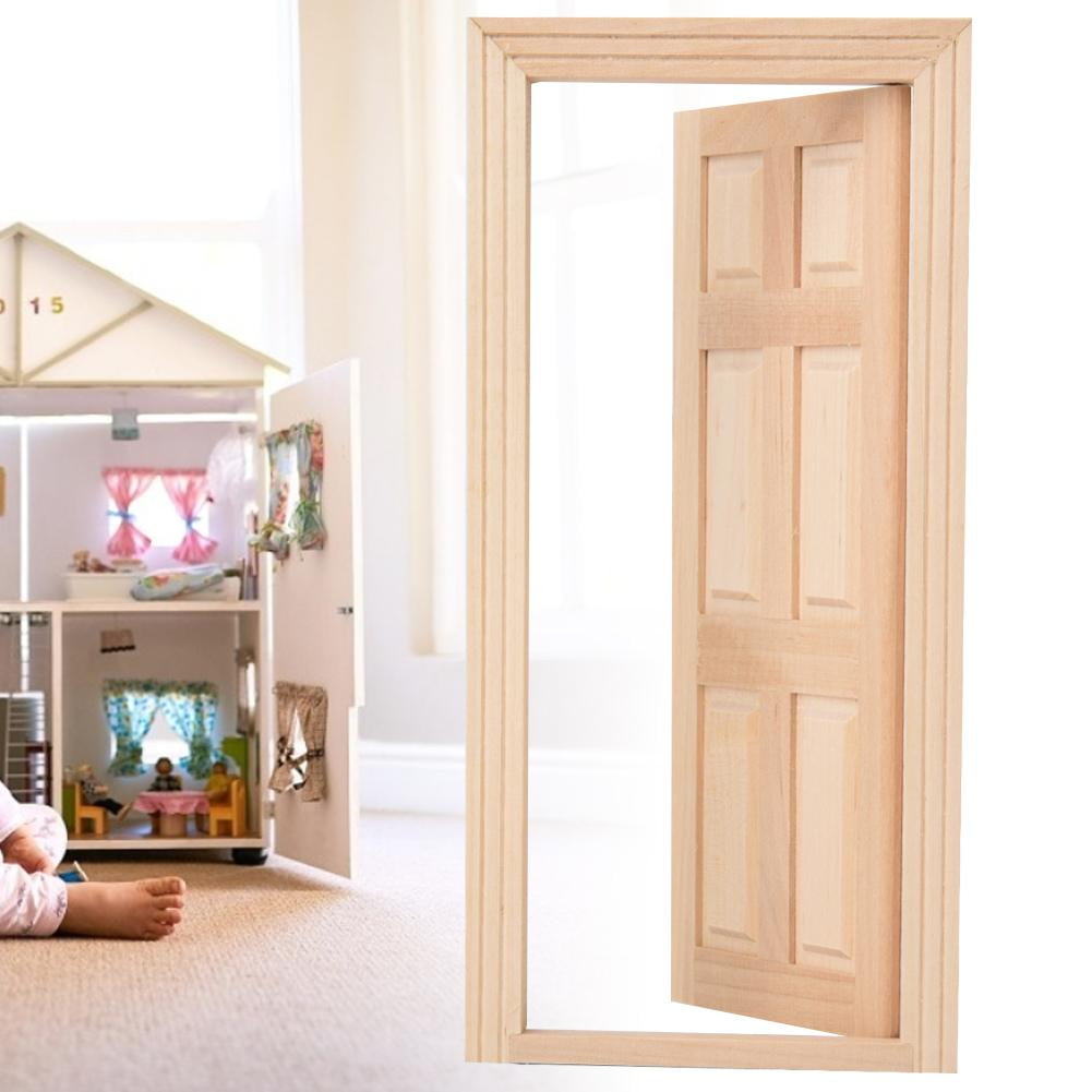 Cergrey 1 12 Doll House Mini Wooden Door For Dolls Diy Dollhouse