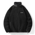 thumbnail image 1 of Puntoco Chaqueta De Lana Gruesa Y Lana De Cordero Con Cuello Alto, Bolsillo Con Cremallera Y Manga Larga De Color Sólido Para Hombre, 1 of 4