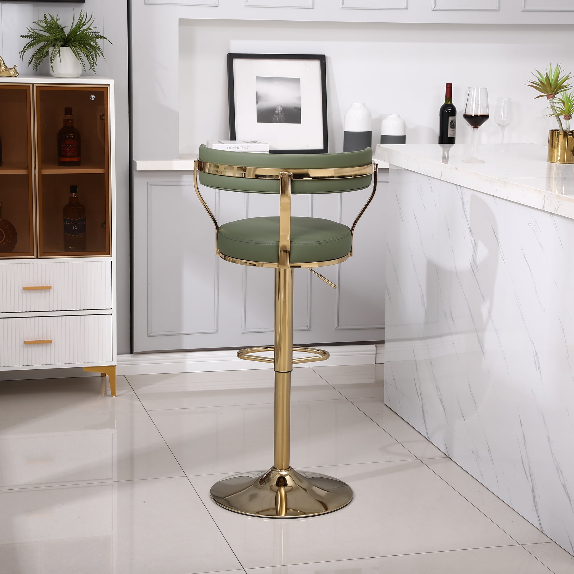 Kadyn Adjustable Counter Height Swivel Barstools with Back and Footrest for Home, Avocado, 1PCS Kadyn Adjustable Counter Height Swivel Barstools with Back and Footrest for Home, Avocado, 1PCS