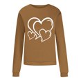 thumbnail image 4 of Fartey Chandail en Molleton de la Saint-Valentin pour Femmes Imprimé Cœur Tendance Col Rond Chandail Décontracté Manches Longues Mode Printemps Automne Épaule Tombante Chandails en Molleton Marron 2025, 4 of 4