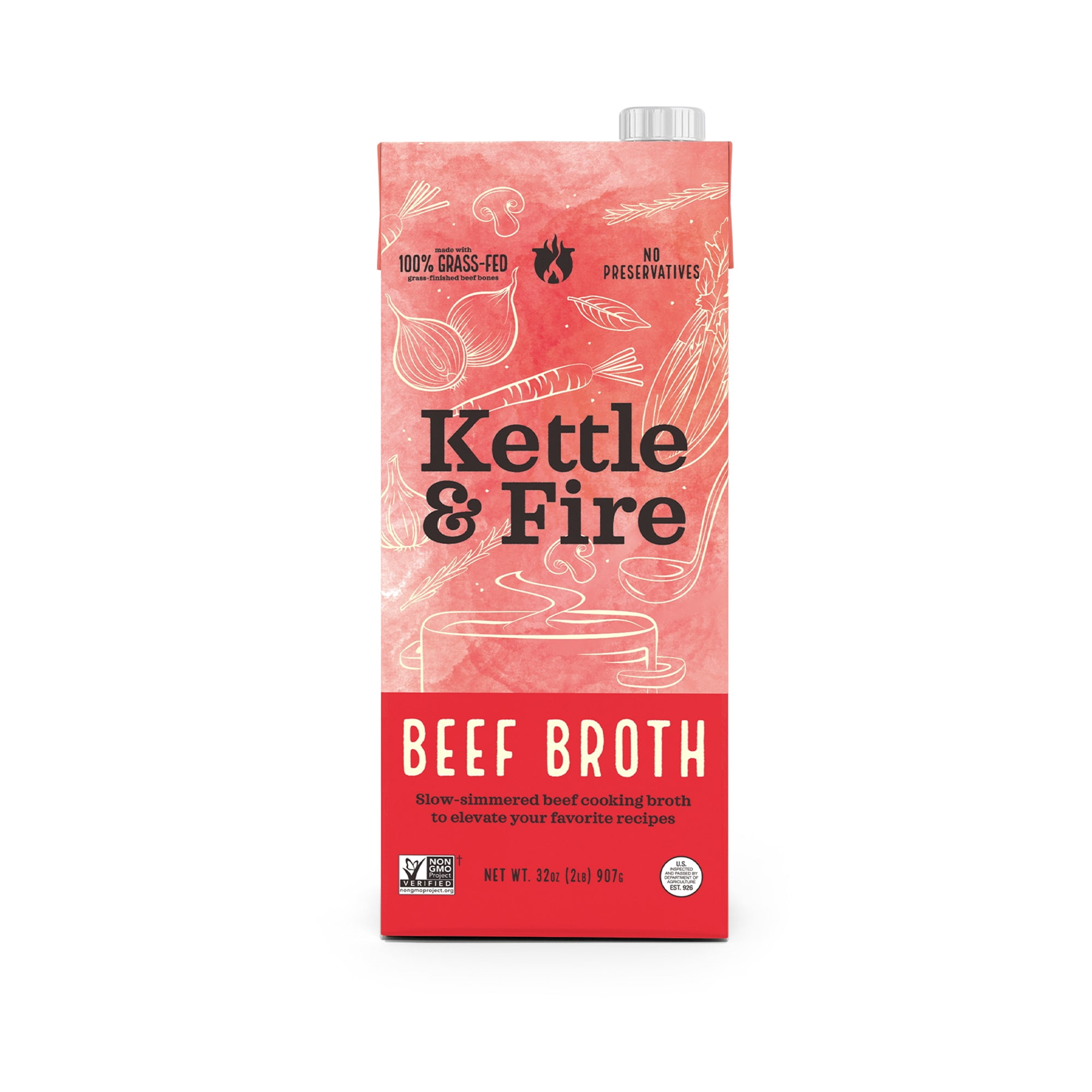 (3 pack) Kettle & Fire Beef Cooking Broth, Shelf-Stable, 32 oz