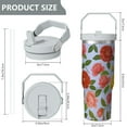 thumbnail image 5 of 1pc Rose 30oz Tumbler with Straw & Handle - Insulated Stainless Steel Cup | Holiday Gift for Man Women (Christmas, Valentine's, Birthday), 5 of 7