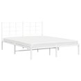 Bed frame with headboard metal white 160x200 cm