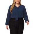 thumbnail image 2 of Blusas de talgrande pamujer Blusas de trabajo de manlarde gacon volantes Azul oscuro XL, 2 of 5