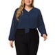 thumbnail image 2 of Blusas de talgrande pamujer Blusas de trabajo de manlarde gacon volantes Azul oscuro XL, 2 of 5