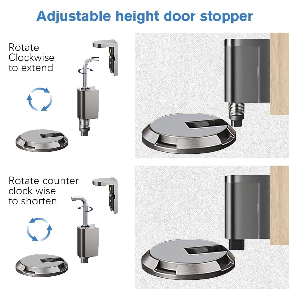 Magnetic Door Stopper,2024 Upgraded Mechanical Floor Door Stop, Door Stoppers for Bottom of Door,Adjustable No Drilling Door Catch,Door Holder to Keep Door Open,Doorstops for Inside Door