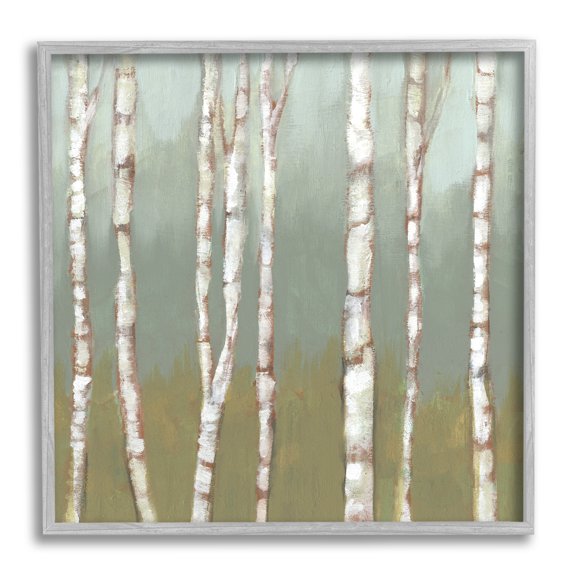 Stupell Industries Contemporary Birch Tree Forest Striped White Bark Painting, 17 x 17, Design by Jennifer Goldberger