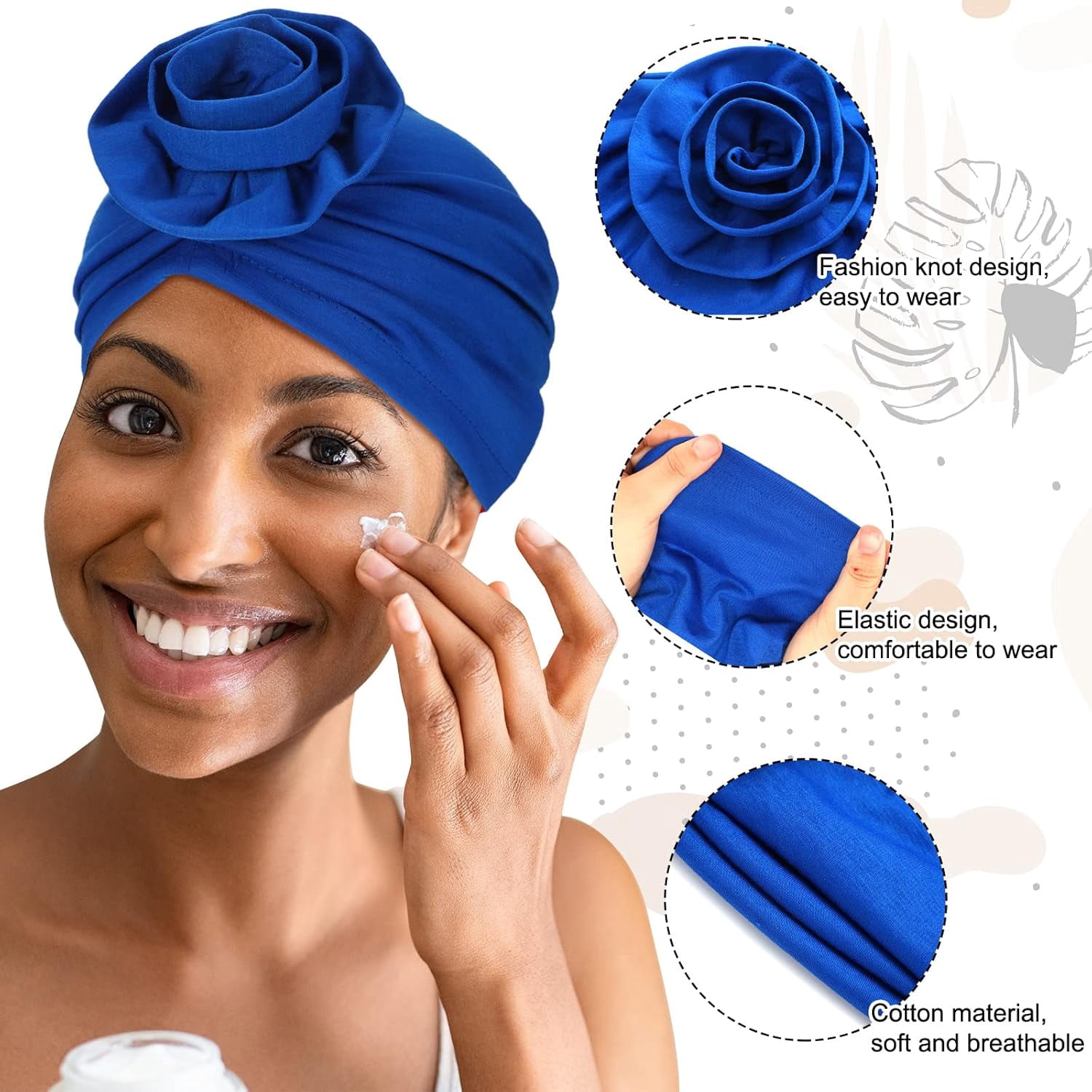 Women Turban African Pattern Headwrap Colorful Printed Pretied Flower Knot Bonnet Hat