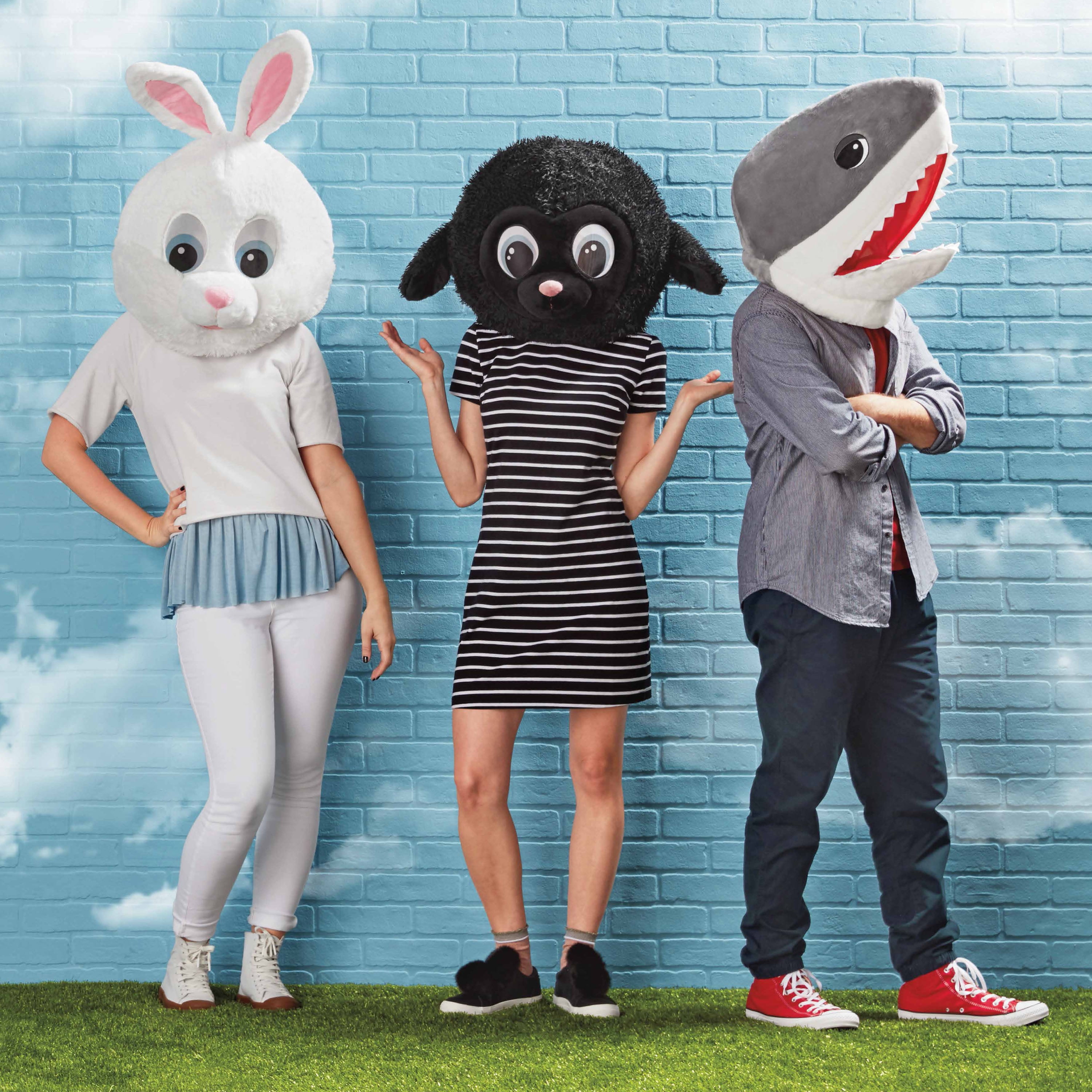 Blue Plush Halloween Shark Head Mask Mascot Costumes