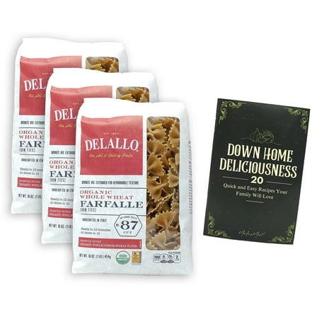 DeLallo Organic Whole Wheat Italian Pasta | Farfalle No. 87 (16 Ounces) | 3 Count   MerlinsMart Zine