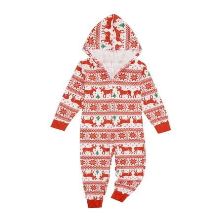 

Pudcoco Matching Family Christmas Pajamas Long Sleeve Zip Up Hooded Jumpsuit