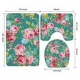 thumbnail image 3 of Pioneer Flower Floral Print Pattern Bathroom Rugs Sets 3 Piece,Toilet Cover Set,Absorbent Non Slip Bathroom Mats Sets with U-Shaped Contour Rug Toilet Rug Set, 3 of 5