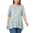 thumbnail image 5 of JuneFish Women's Plus Size Cold Shoulder Short Sleeve Tunic Top Loose Casual Blouse, 5 of 7