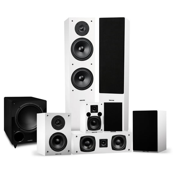 Fluance Elite High Definition Surround Sound Home Theater 7.1 Speaker System including Floorstanding Towers, Center Channel, Surround, Rear Surround Speakers and DB10 Subwoofer - White (SX71WHR)