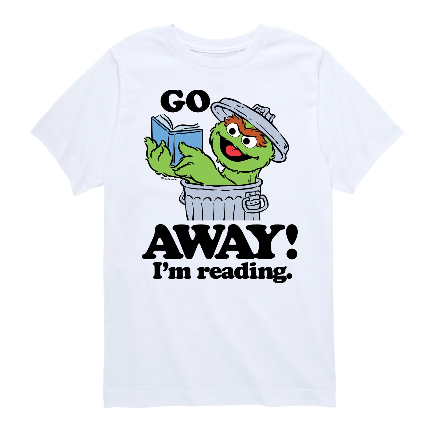 Sesame Street - Oscar Go Away Im Reading Boys Short Sleeve Graphic T-Shirt