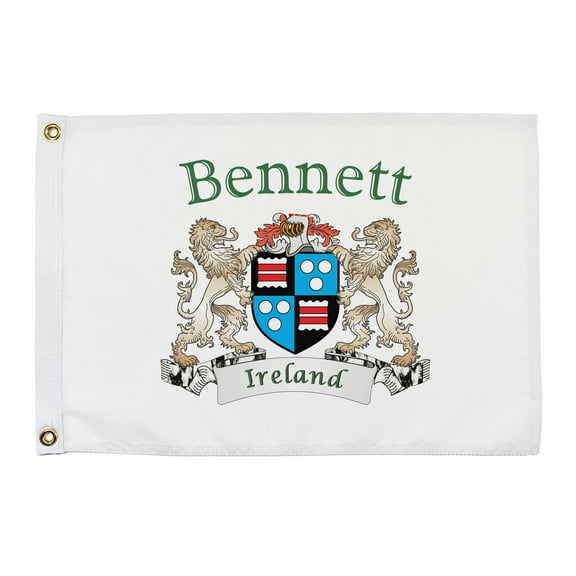 Bennett Irish Coat of Arms Small White Flag - 16"x10.5" inches