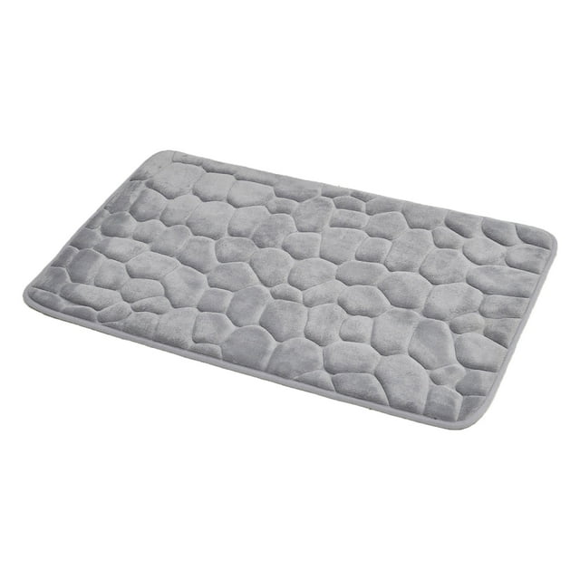 Bath Rug Memory Foam Mat 3D Pebble Light Gray 32"L x 20"W