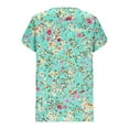 thumbnail image 4 of DDAPJ pyju Womens Floral Print Tunic Tops Short Sleeve Hide Belly Shirt Dressy Casual Crewneck Pleated Blouses Multicolor XXL, 4 of 6