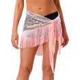 thumbnail image 6 of HULIJA Women's Belly Dance Hip Scarf Glittery Sequin Fringe Triangle Short Skirt Latin Jazz Dance Skirts Pink One Size, 6 of 6