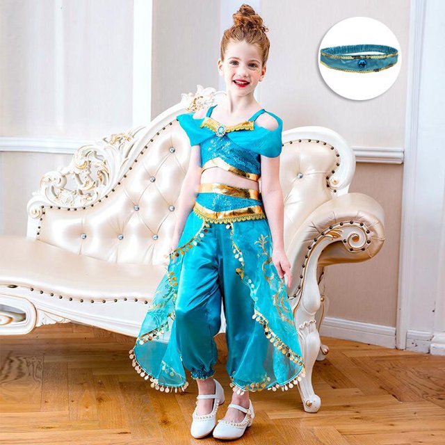 Ropa Para Niños Vestido De Princesa Jazmín Aladino Lámpara Mágica Halloween Navidad cos Juego Disfraz De Baile