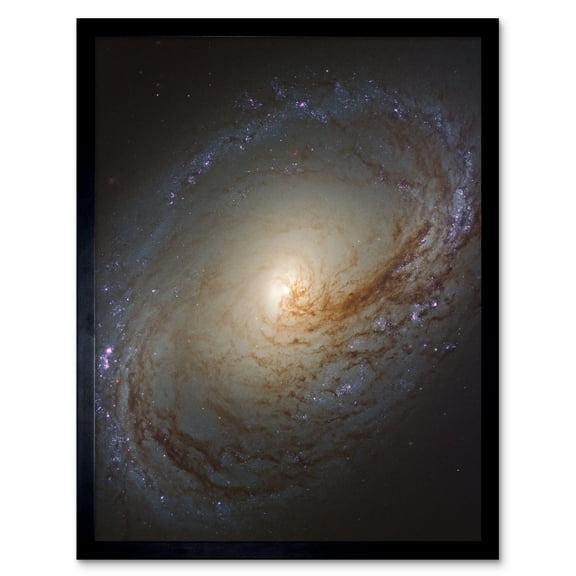 Hubble Space Telescope Image NGC 3368 Orange Blue Galaxy Also Known As Messier 96 Starbirth Occurring Along Dark Dust Gas Filaments Spiral Arms Art Print Framed Poster Wall Decor 12x16 inch