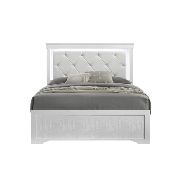 Blaze Modern Style Full Bed made with Wood in White