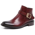 thumbnail image 1 of Santimon Chaussures en Cuir à Bride Moine Bottes Chelsea Décontractées Bottes Habillées Bottines Rouges US 9.5, 1 of 8