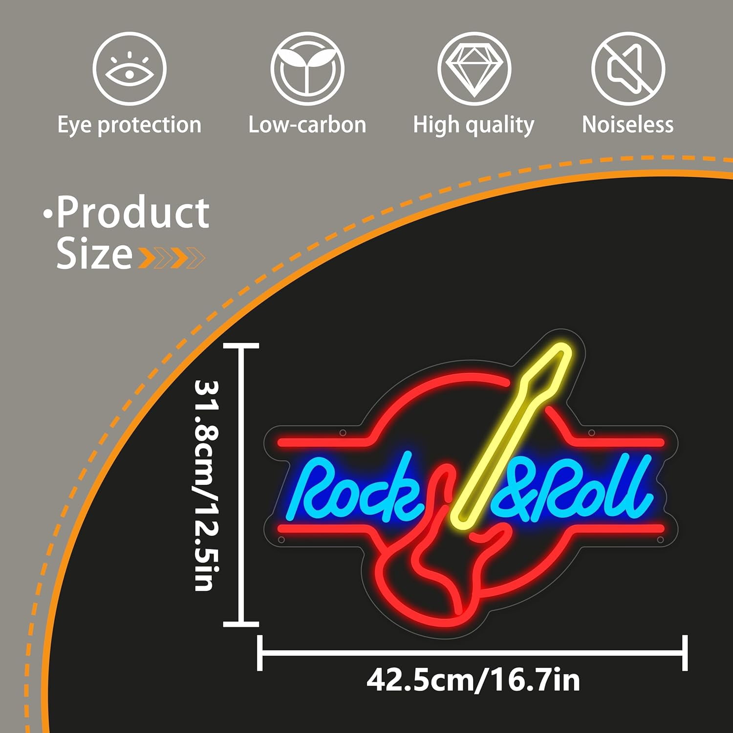 Rock Roll Neon Sign for Wall Decor,Kids USB Powered Rock Roll Led Sign, Reusable Rock Roll Light Up Sign for Boys and Girls, Light Up Sign for Bedroom and Livingroom