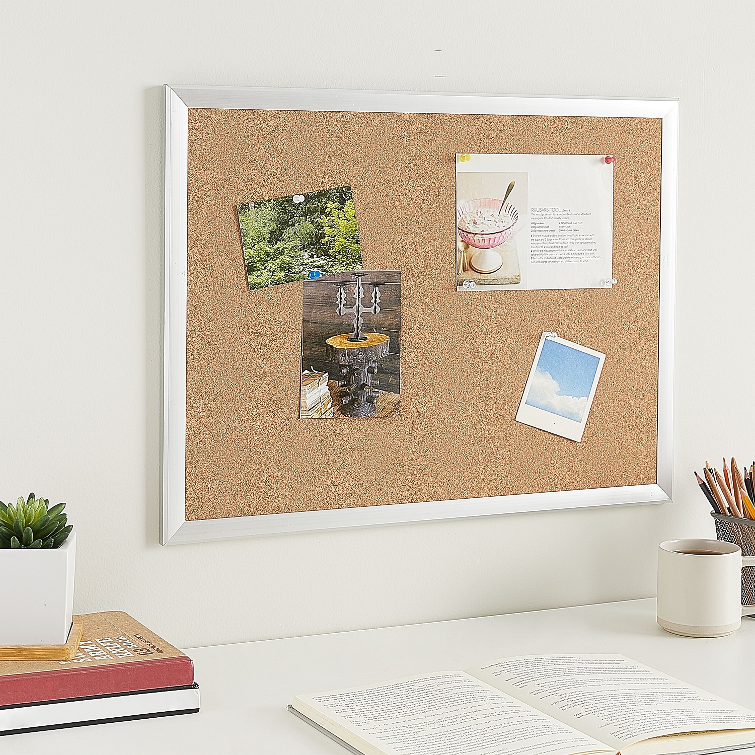 Staples Standard Cork Bulletin Board Aluminum Finish Frame 2'W x 1.5'H 52448/28334