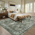 thumbnail image 3 of FairOnly 8'x10'Distressed Oriental Floral Machine Washable Area Rug for Living Room Vintage Non Slip Low Pile Rug for Laundry Bathroom,Brown Green, 3 of 7