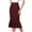 Wine, variant on HAiming Womens Fishtail Pencil Skirt High Waist Stretch Work Dressy Casual Midi Bodycon Skirt Dress with Ruffle Hem
